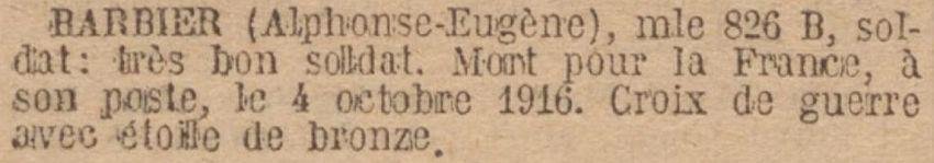 BRBIER Alphone MM JO 16 Mai 1922