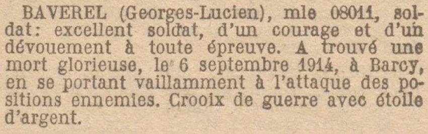 BAVEREL Georges Lucien MM JO 3 janvier 1924