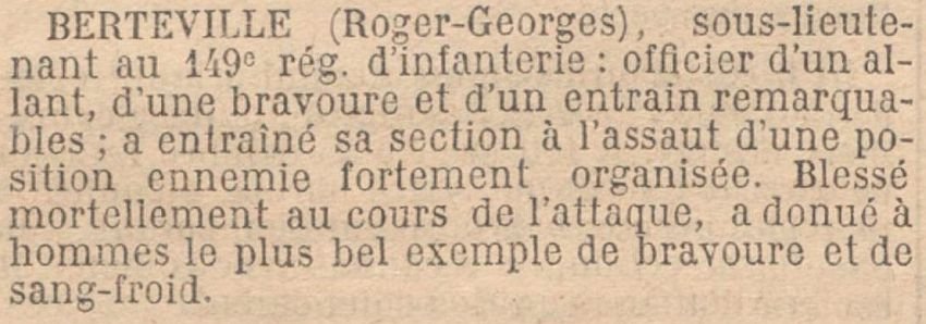 BERTEVILLE Roger LH JO 17 janvier 1919