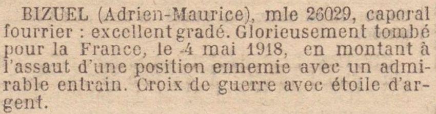 BIZUEL Adrien MM JO 7 octobre 1919