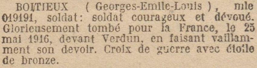 BOITIEUX Georges MM JO 6 juillet 1924