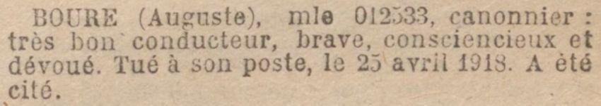 BOURE Auguste MM JO 7 Novembre 1920