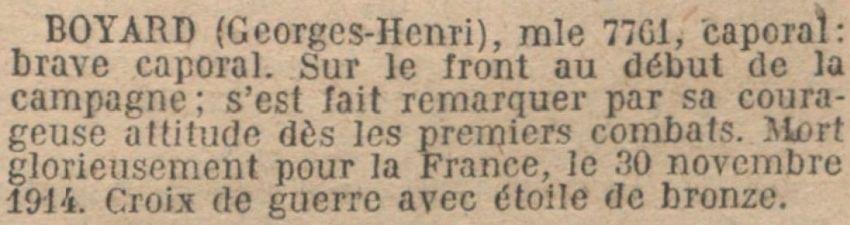 BOYARD Georges MM JO 13 Aout 1920