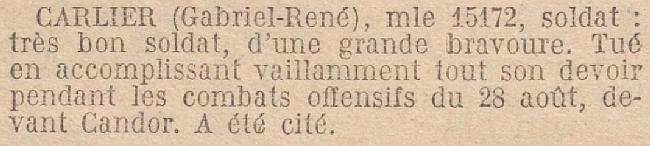 CARLIER Gabriel MM JO 16 Decembre 1920