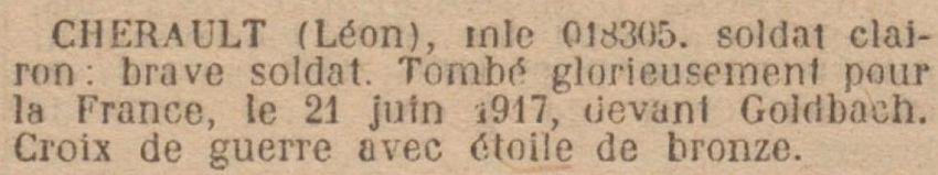 CHERAULT Leon MM JO 1er Aout 1922