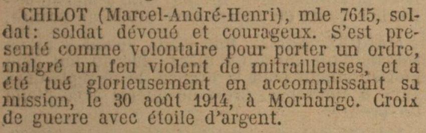 CHILOT Marcel MM JO 27 Juillet 1922