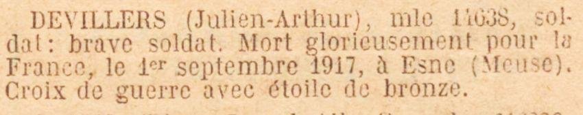 DEVILLERS Julien MM JO 1er Septembre 1927