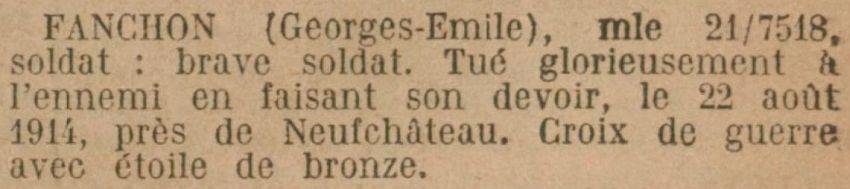 FANCHON Georges MM JO 28 Aout 1922