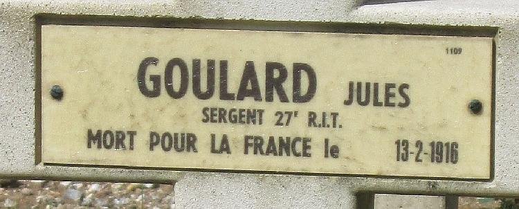GOULARD Jules Plaque Tombe