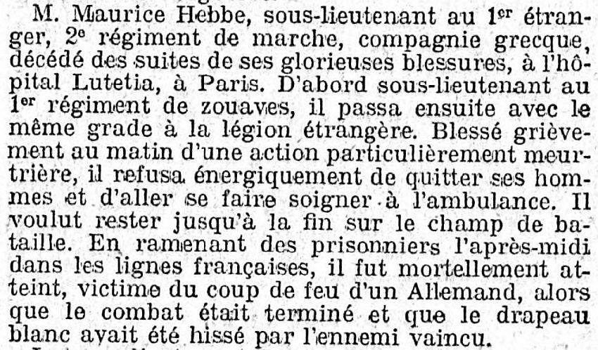 HEBBE Maurice Le Gaulois 3 juillet 1915