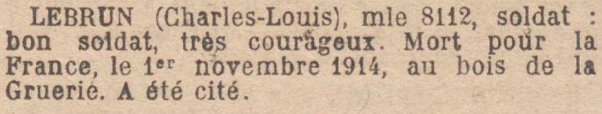 LEBRUN Charles MM JO 28 Juin 1920