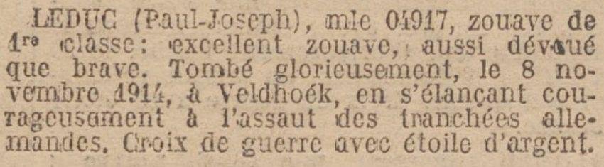 LEDUC Paul MM JO 15 Aout 1923