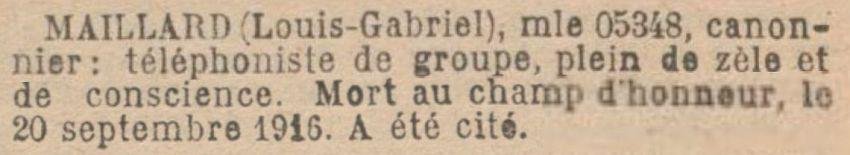 MAILLARD Louis MM JO 25 Aout 1920