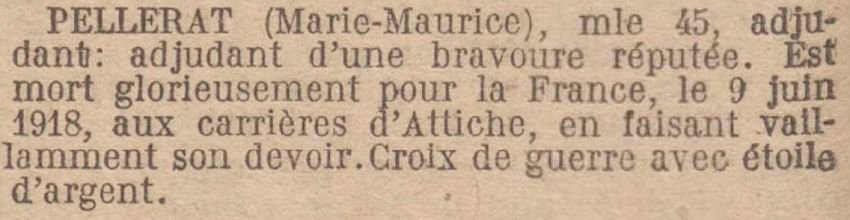 PELLERAT Marie Maurice MM JO 23 Decembre 1920