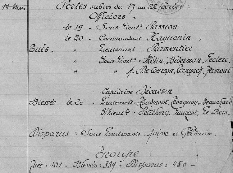 JMO 67e RI Pertses 17-20 fevrier 1915