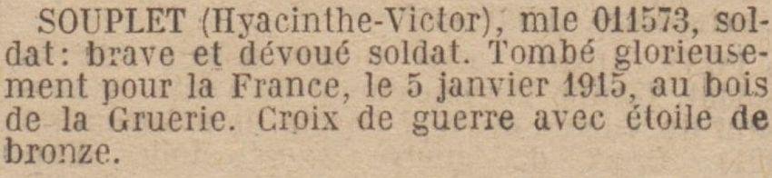 SOUPLET Hacinthe MM JO 23 Mai 1922